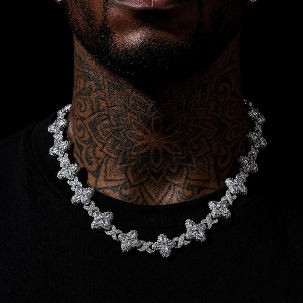 Iced Out Clover Flower Chain 20inch